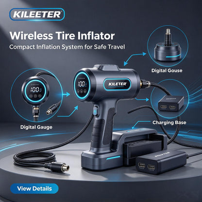 KILEETER Wireless Tire Inflator 🚗 Portable Handheld Air Compressor, Digital Pressure Gauge, USB-C Rechargeable Tire Pump for Car, Motorcycle, Bicycle & Ball