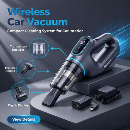 KILEETER Wireless Car Vacuum Cleaner 🚗 Handheld Portable Vacuum, Strong Suction, USB-C Rechargeable, with Multiple Nozzles for Car Interior, Home & Pet Hair Cleaning