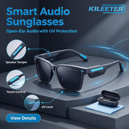 KILEETER Smart Audio Sunglasses 🕶️ Open Ear Bluetooth Sunglasses with Voice Control, UV Protection Polarized Lenses, Built-in Mic for Driving, Outdoor Sports & Hands-Free Calls