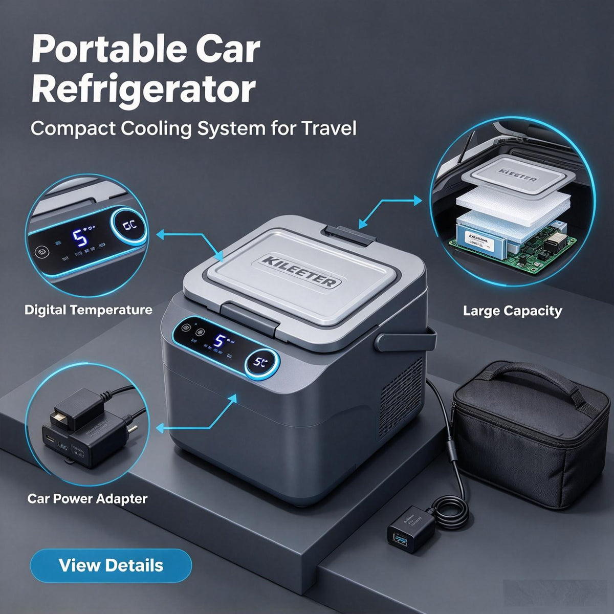 KILEETER Portable Car Refrigerator ❄️🔥 2-in-1 Cooling & Heating Car Fridge, Digital Temperature Control, Compact Portable Cooler Warmer for Camping, Road Trips, Travel & Outdoor Picnic