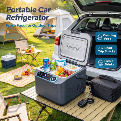 KILEETER Portable Car Refrigerator ❄️🔥 2-in-1 Cooling & Heating Car Fridge, Digital Temperature Control, Compact Portable Cooler Warmer for Camping, Road Trips, Travel & Outdoor Picnic
