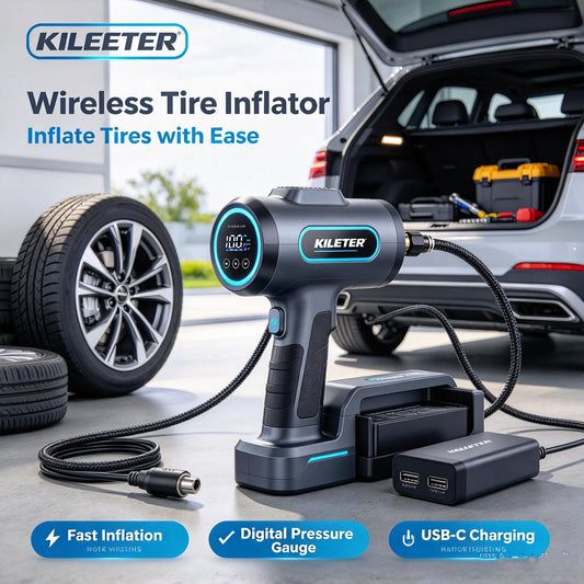 KILEETER Wireless Tire Inflator 🚗 Portable Handheld Air Compressor, Digital Pressure Gauge, USB-C Rechargeable Tire Pump for Car, Motorcycle, Bicycle & Ball