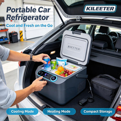 KILEETER Portable Car Refrigerator ❄️🔥 2-in-1 Cooling & Heating Car Fridge, Digital Temperature Control, Compact Portable Cooler Warmer for Camping, Road Trips, Travel & Outdoor Picnic