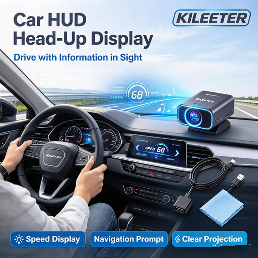 KILEETER Car HUD Head-Up Display 🚗 Windshield Speed Projector, Clear Projection, Speed Display & Navigation Prompt, Universal HUD for Vehicles, Safe Driving Accessories